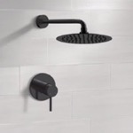 Remer SS57 Matte Black Shower Faucet Set With Rain Shower Head